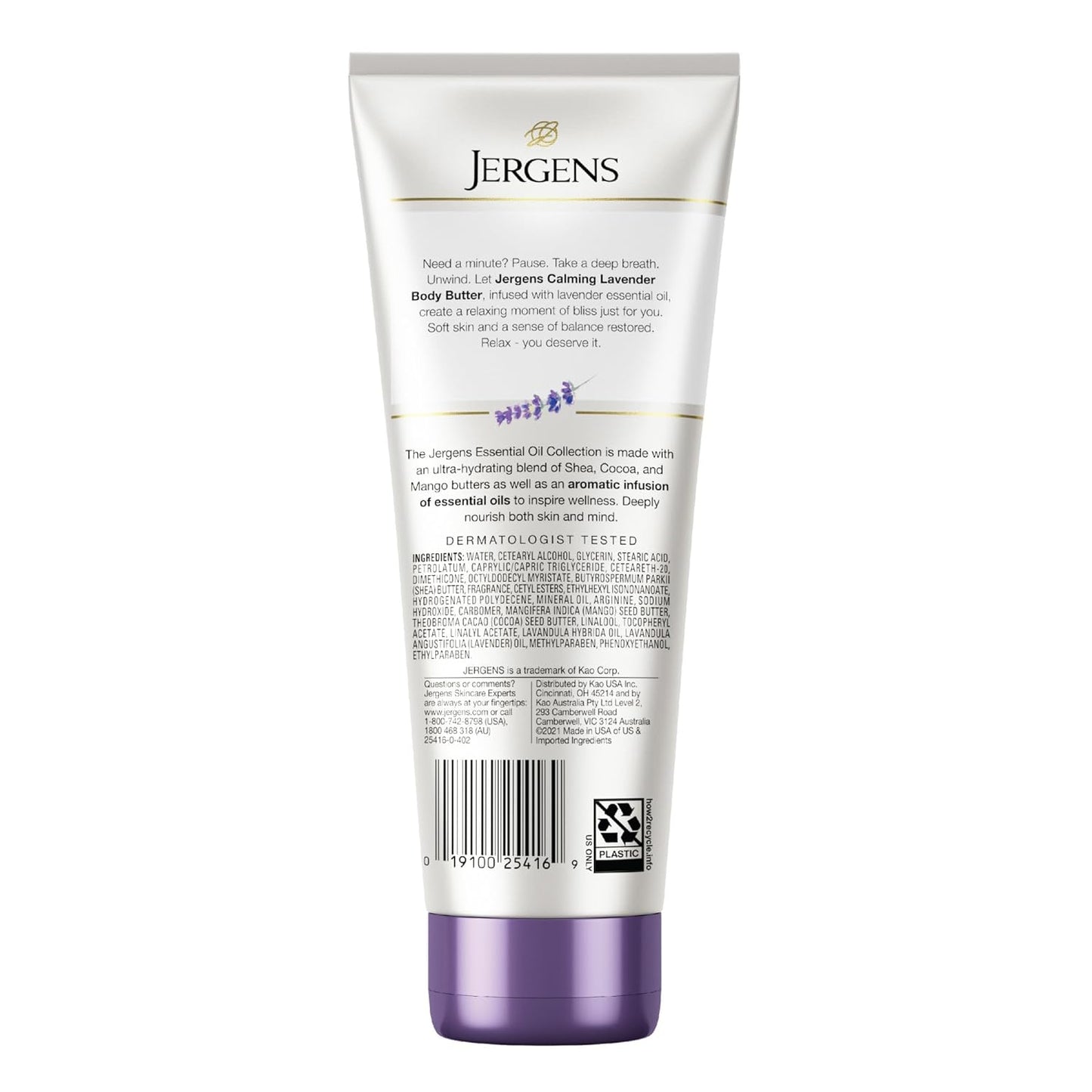 Lavender Body Butter Hand and Body Lotion, Moisturizer for Women, with Essential Oils for Indulgent Moisturization, 7 Oz