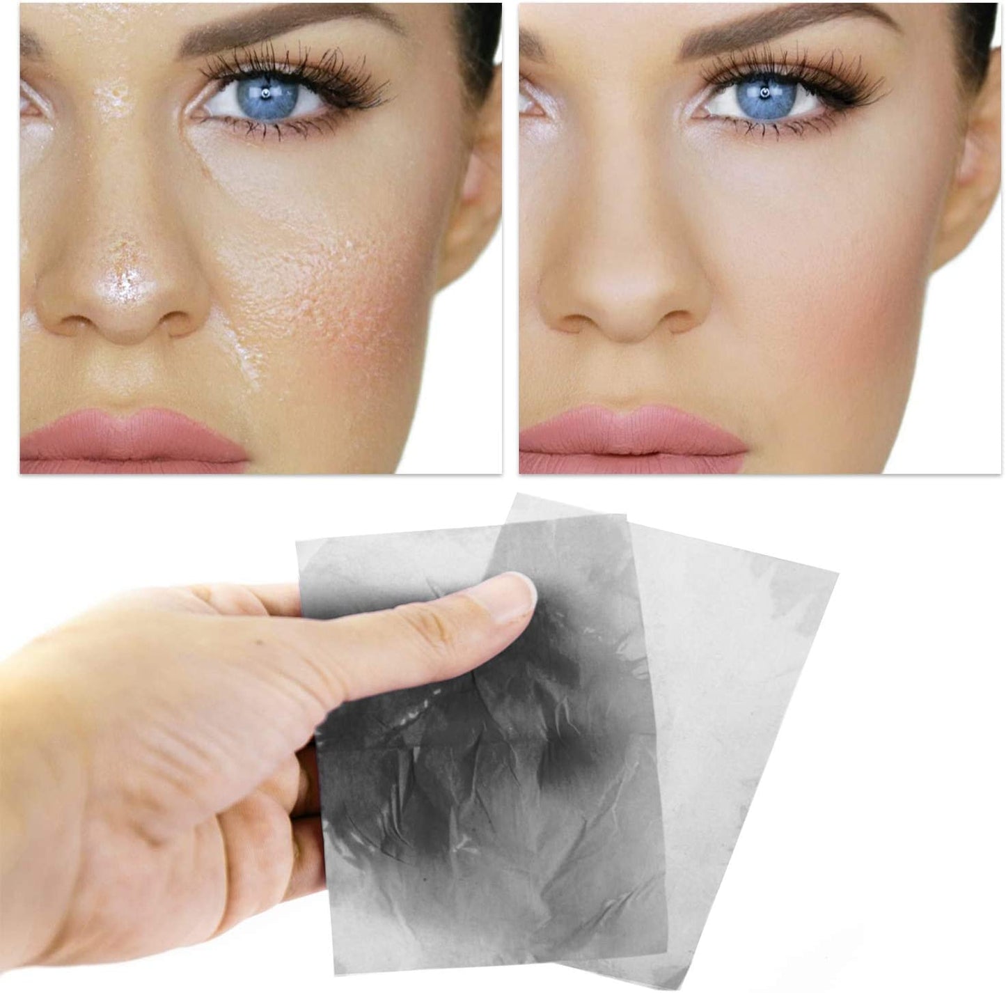 Natural Bamboo Charcoal Oil Blotting Sheets – 3 Pack | Organic Shine Control Tissues for Oily Skin & Makeup Touch-Ups
