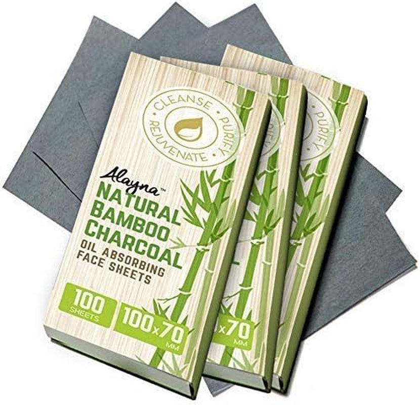 Natural Bamboo Charcoal Oil Blotting Sheets – 3 Pack | Organic Shine Control Tissues for Oily Skin & Makeup Touch-Ups