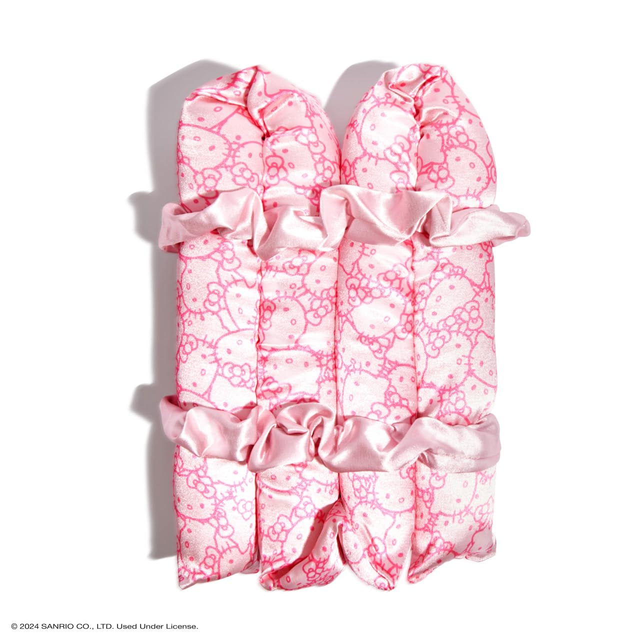 Hello X Satin Heatless Hair Curler Set - Heatless Curls Overnight, Hair Rollers for Soft Curls & Frizz-Free Styling, No Heat Curlers to Sleep In, Curling Rod Headband - Pink Kitty Faces