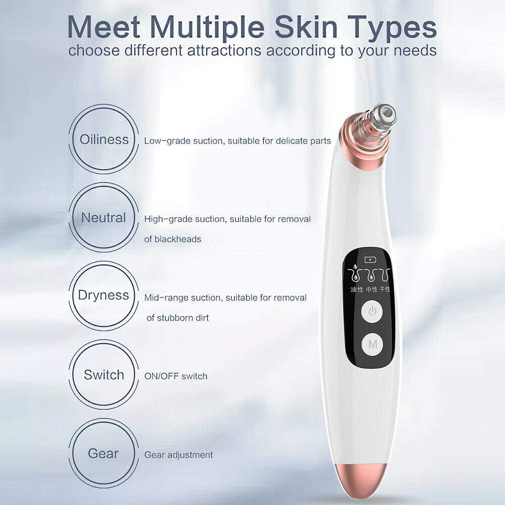 Blackhead Remover Pore Vacuum, USB Rechargeable Acne Comedone Whitehead Extractor for Women & Men