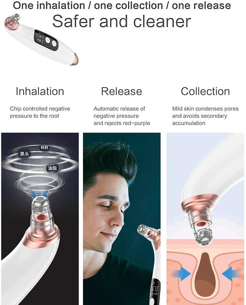 Blackhead Remover Pore Vacuum, USB Rechargeable Acne Comedone Whitehead Extractor for Women & Men