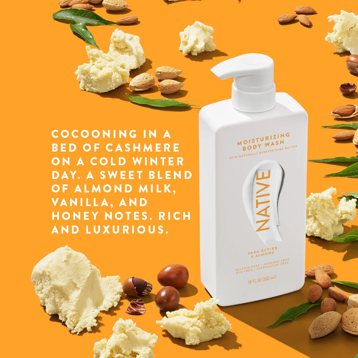Almond & Shea Butter Body Wash – 18 oz – Moisturizing Cleanser for All Skin Types