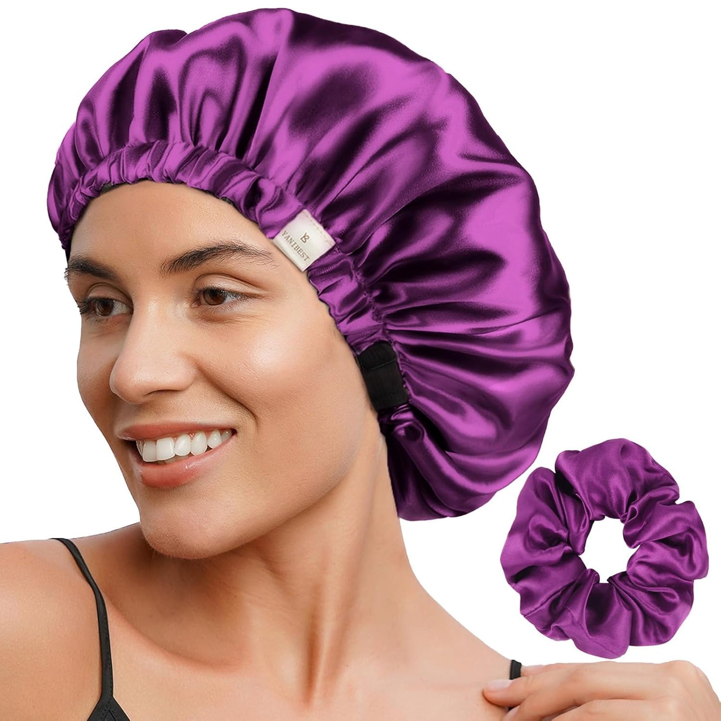 Double Layer Satin Bonnet Silk Bonnet Adjustable Hair Bonnet for Sleeping Bonnets for Women Curly Natural Hair Mom