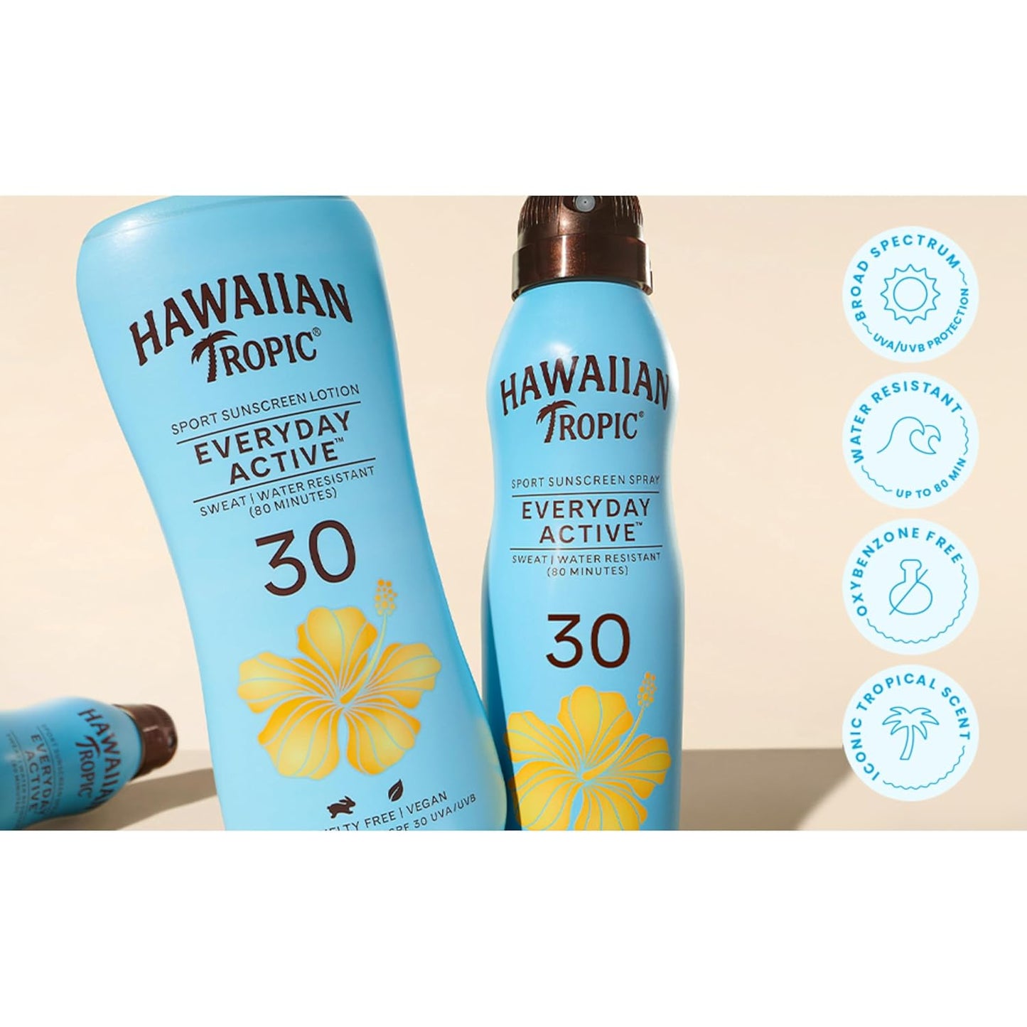 Hawaiian Tropic Everyday Active Clear Spray Sunscreen SPF 30 – 2-Pack (6 oz Bottles)