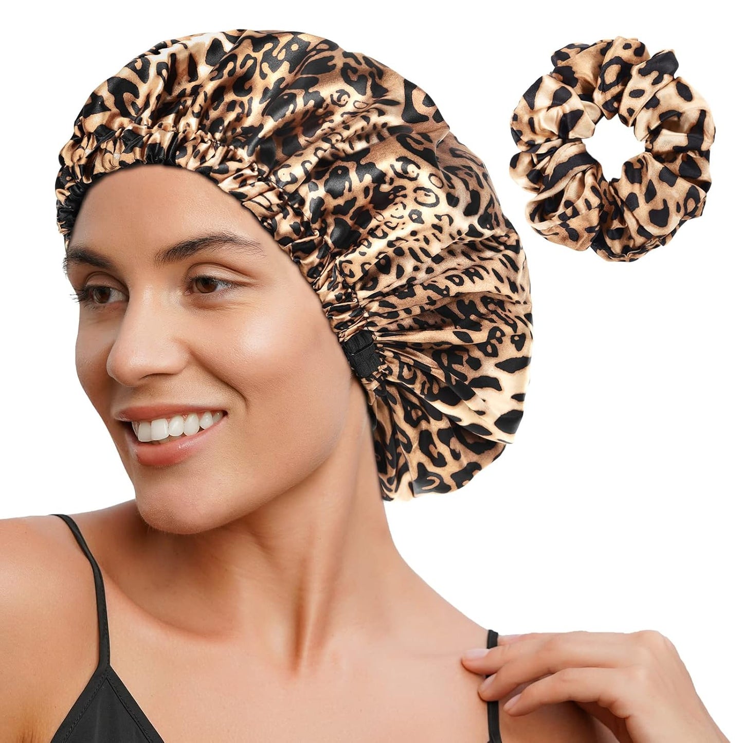 Double Layer Satin Bonnet Silk Bonnet Adjustable Hair Bonnet for Sleeping Bonnets for Women Curly Natural Hair Mom