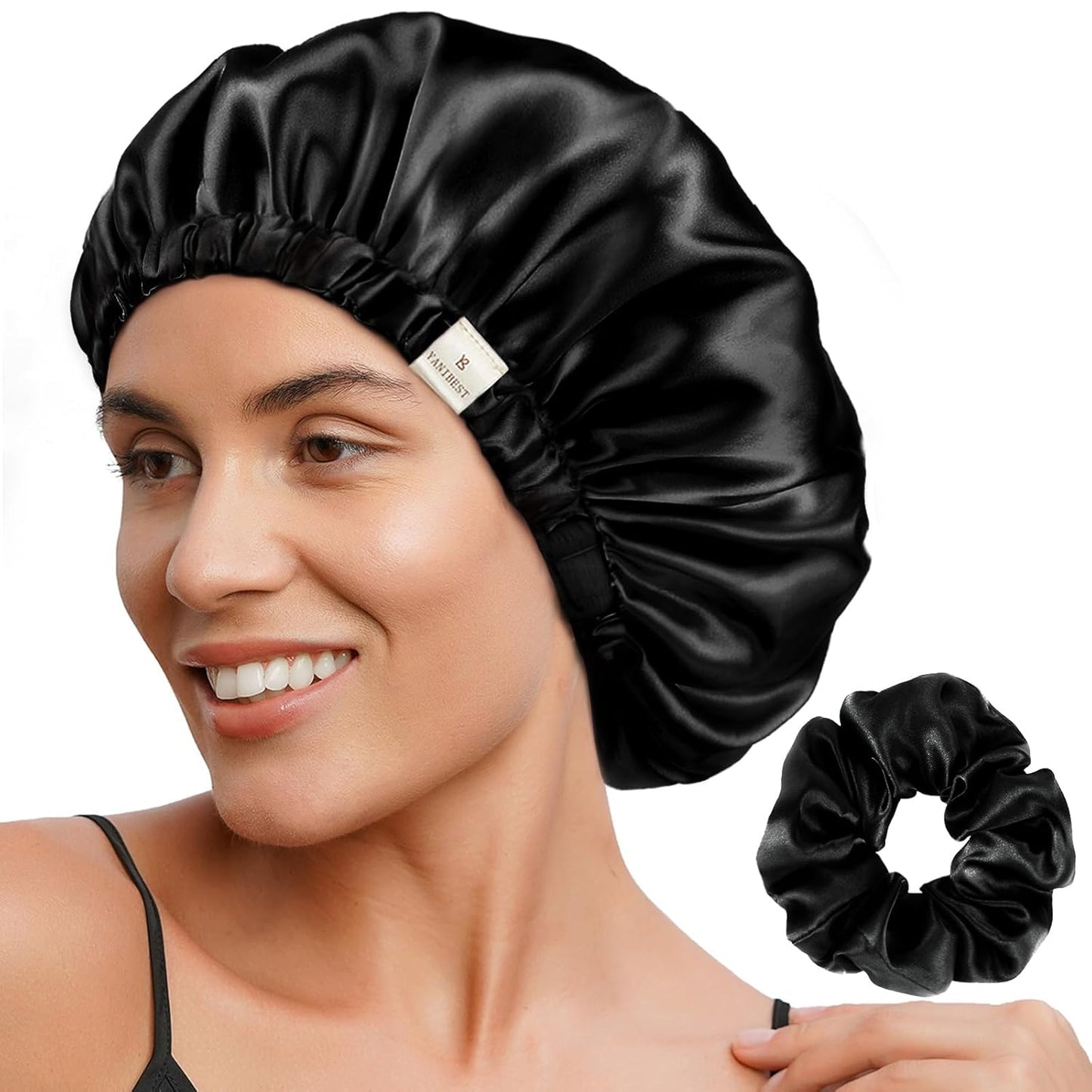 Double Layer Satin Bonnet Silk Bonnet Adjustable Hair Bonnet for Sleeping Bonnets for Women Curly Natural Hair Mom