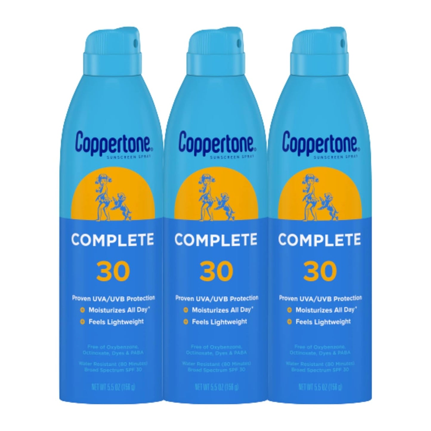 Coppertone Complete Sunscreen Spray SPF 30 – 5.5 oz (Pack of 3)