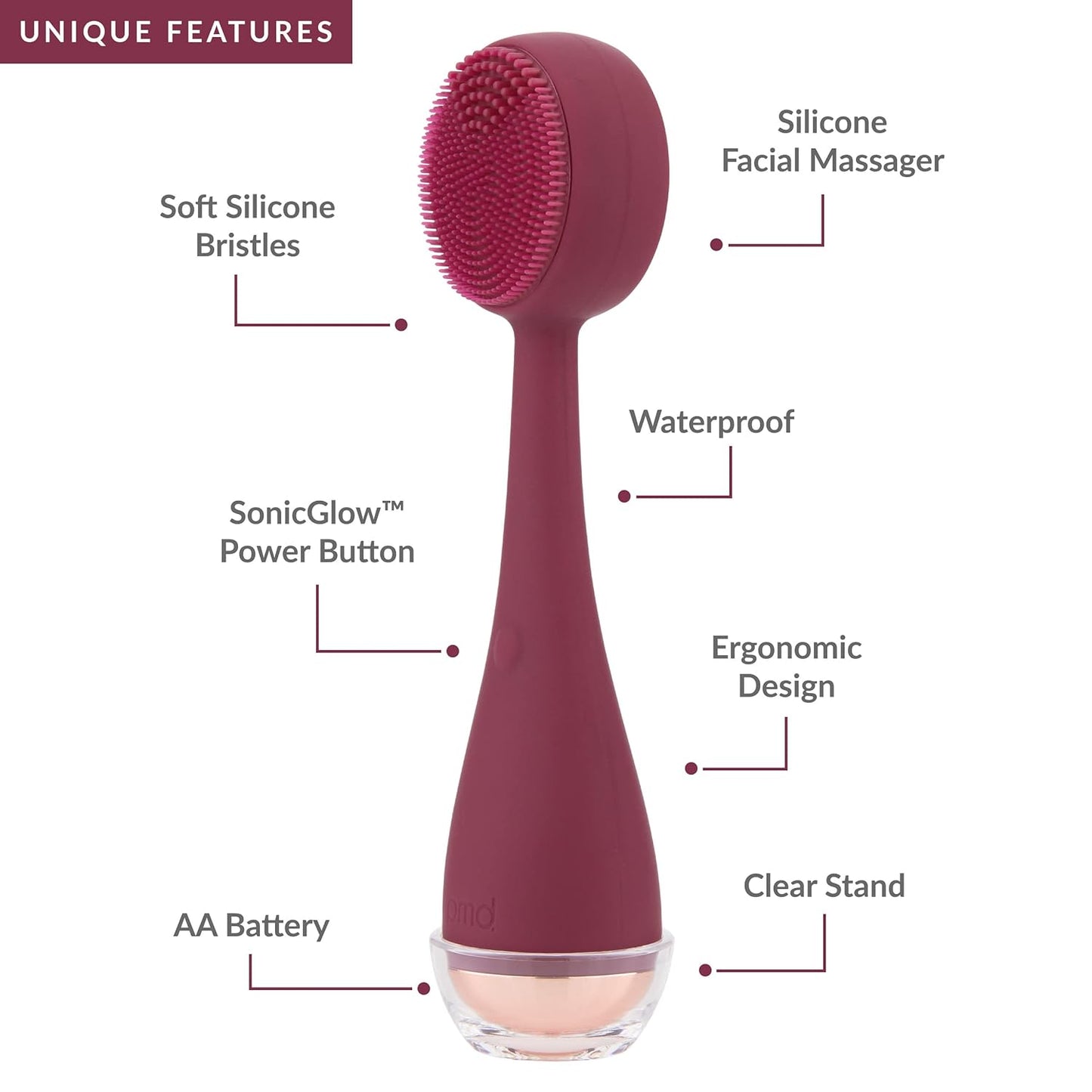 Clean - Smart Facial Cleansing Device with Silicone Brush & Anti-Aging Massager