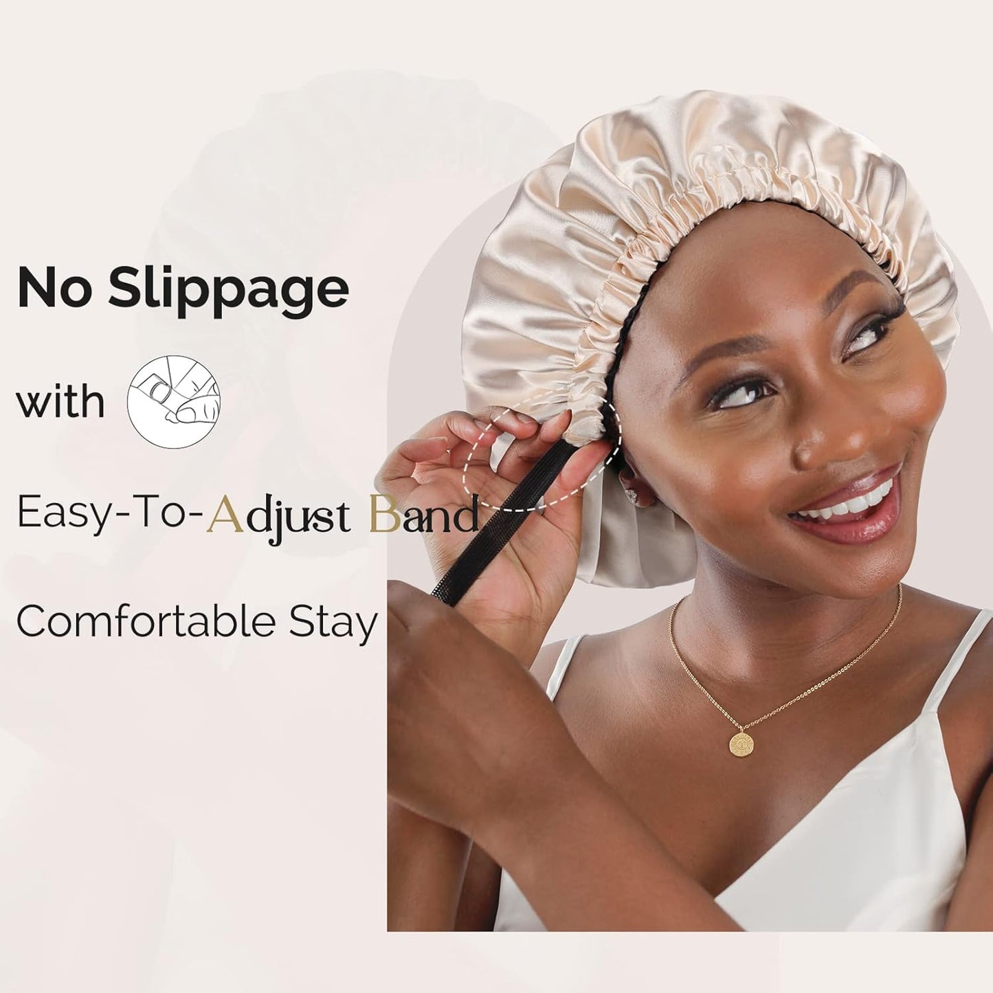 Double Layer Satin Bonnet Silk Bonnet Adjustable Hair Bonnet for Sleeping Bonnets for Women Curly Natural Hair Mom