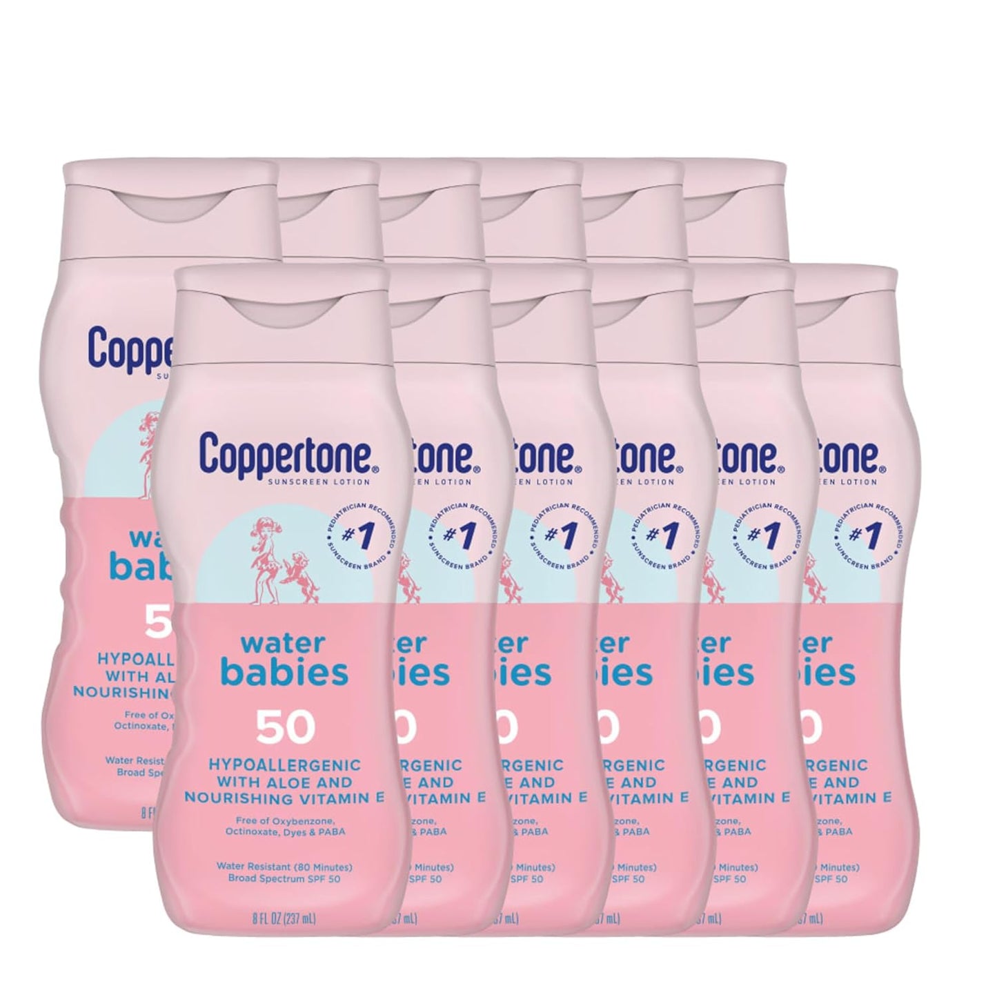 Coppertone WaterBabies Sunscreen Lotion SPF 50 – 8 Fl Oz Bottle (Pack of 12)