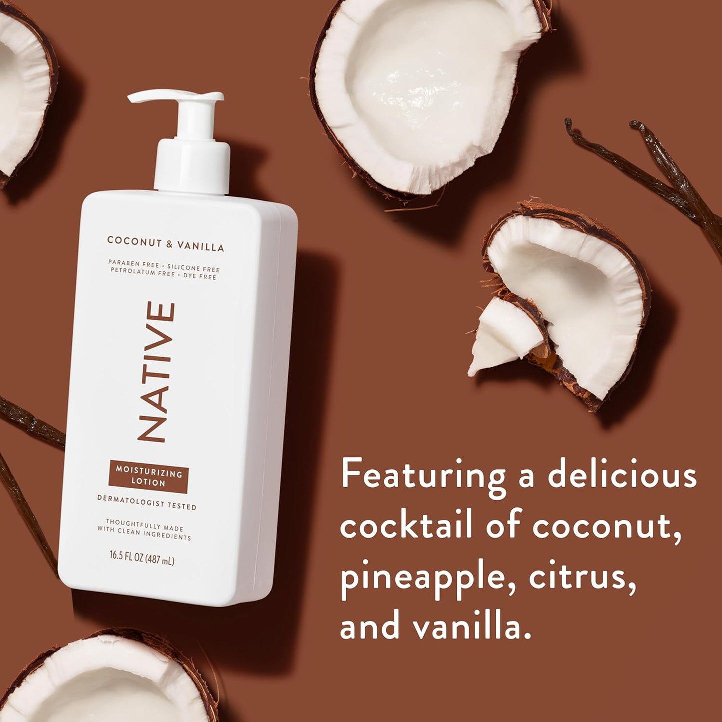 Body Lotion Contains Naturally Derived Plant-Based Moisturizers for Women and Men | Restores Dry Skin, Coconut & Vanilla, 16.5 Fl Oz