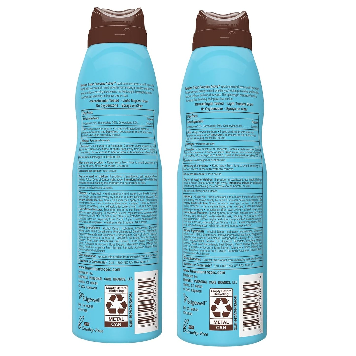 Hawaiian Tropic Everyday Active Clear Spray Sunscreen SPF 30 – 2-Pack (6 oz Bottles)
