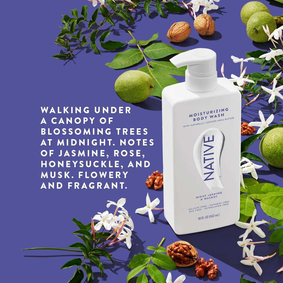 Moisturizing Night Jasmine & Walnut Body Wash 18 Oz