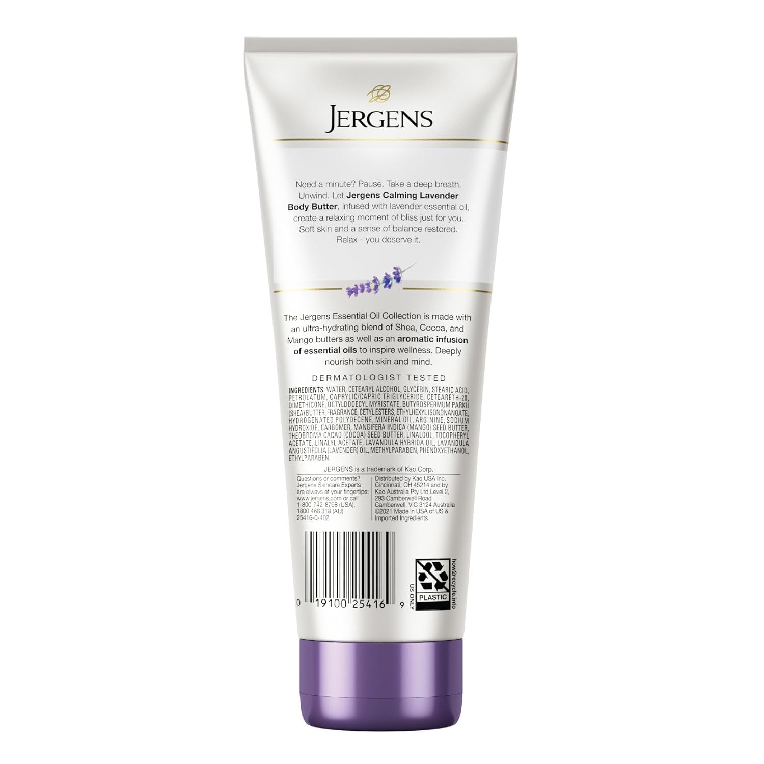 Lavender Body Butter Hand and Body Lotion, Moisturizer for Women, with Essential Oils for Indulgent Moisturization, 7 Oz