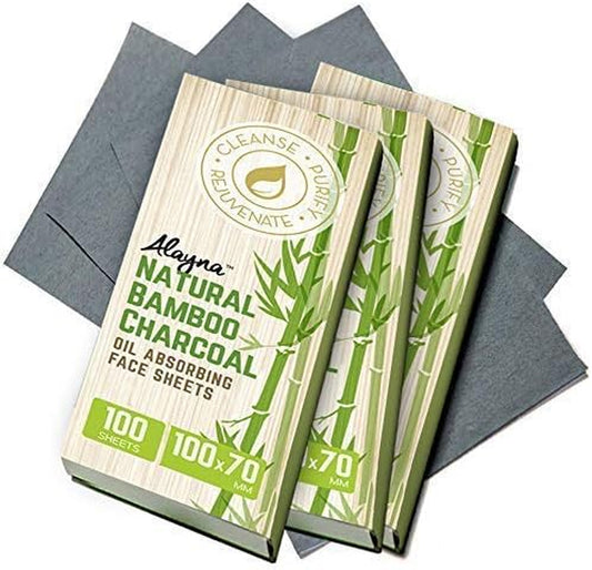 Natural Bamboo Charcoal Oil Blotting Sheets – 3 Pack | Organic Shine Control Tissues for Oily Skin & Makeup Touch-Ups