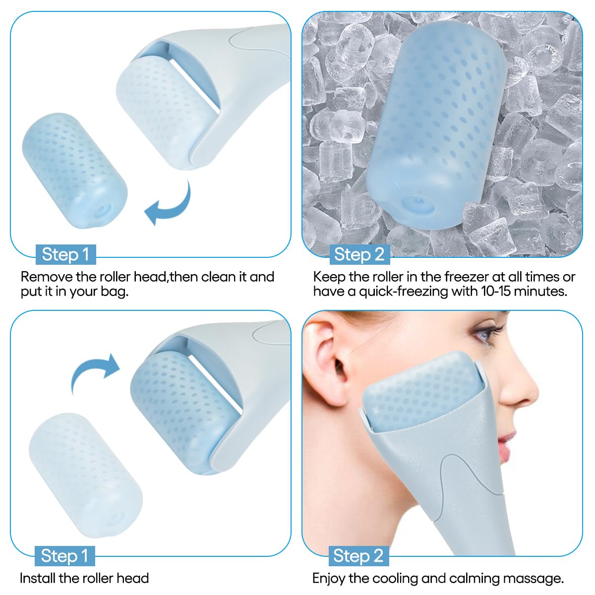 Ice Roller for Face,Eyes,Women Gifts Idea,Therapeutic Cooling to Tighten Brighten Complexion and Reduce Wrinkles,Massager under Eye Puffiness,Migraine and Pain Relidf (Haze Blue)