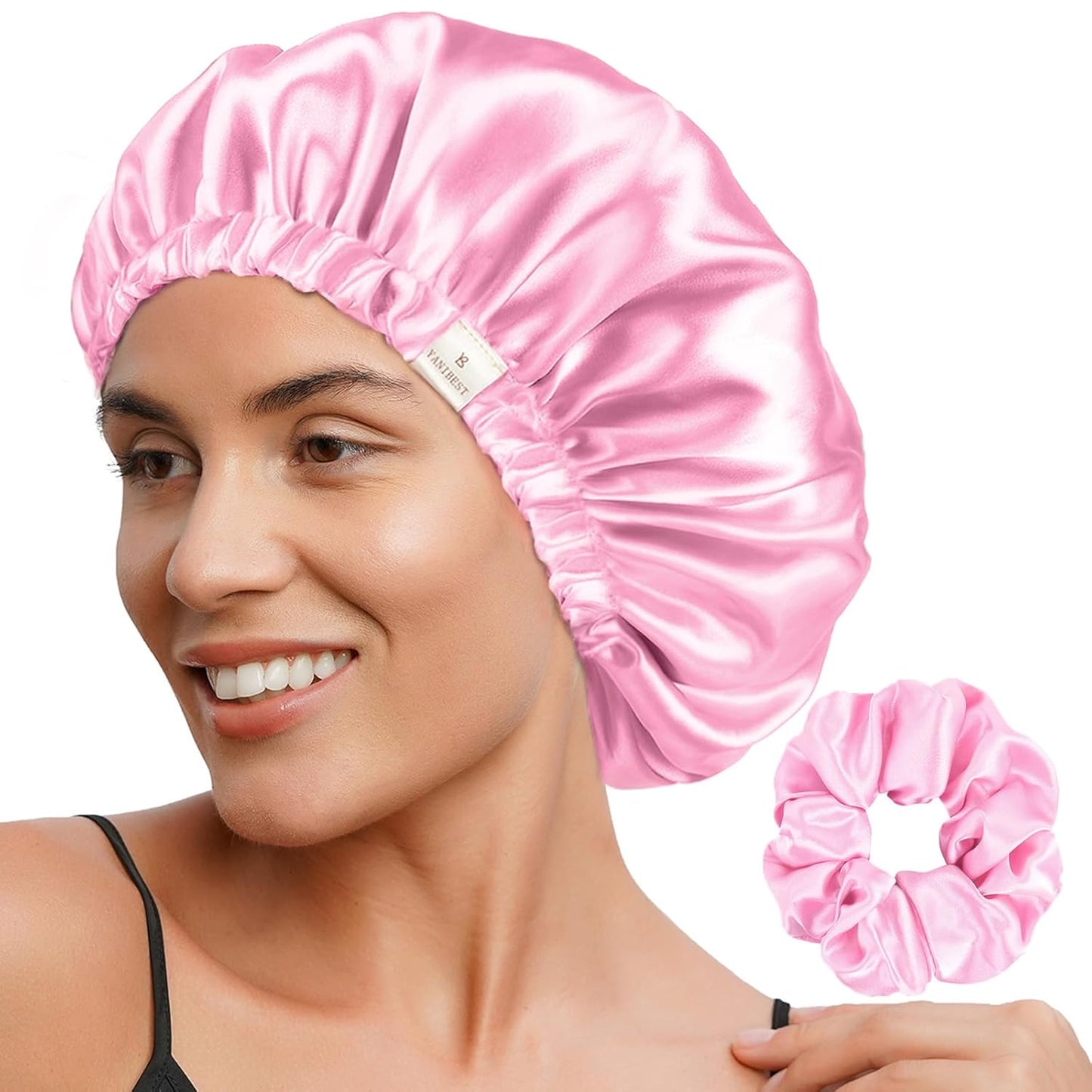 Double Layer Satin Bonnet Silk Bonnet Adjustable Hair Bonnet for Sleeping Bonnets for Women Curly Natural Hair Mom