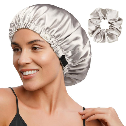 Double Layer Satin Bonnet Silk Bonnet Adjustable Hair Bonnet for Sleeping Bonnets for Women Curly Natural Hair Mom