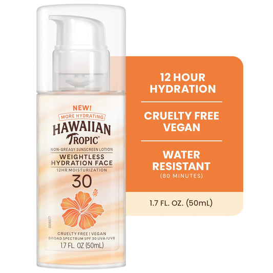 Hawaiian Tropic SPF 30 Face Sunscreen – 3-Pack Travel Size (1.7oz Each)
